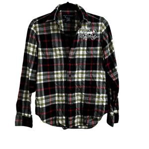 Ralph Lauren Madres Plaid Deer Crest Logo MCMLXVII Navy Red Button Front Shirt